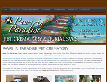 Tablet Screenshot of pawsinparadisepetcrematory.com